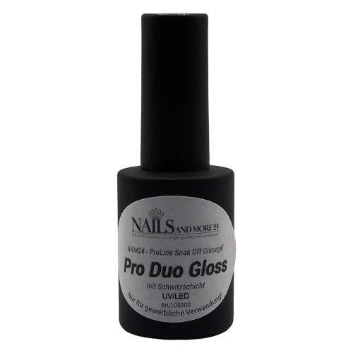 NAM24 ProLine - Soak Off - Pro DUO Gloss - Glanzgel 10ml Pinselflasche - mit Schwitzschicht